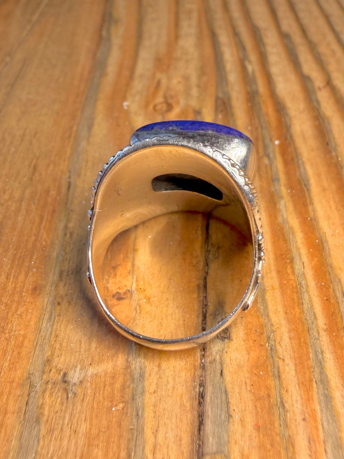 Lapis Lazuli Ornate Intricate 925 Sterling Silver Size N Ring