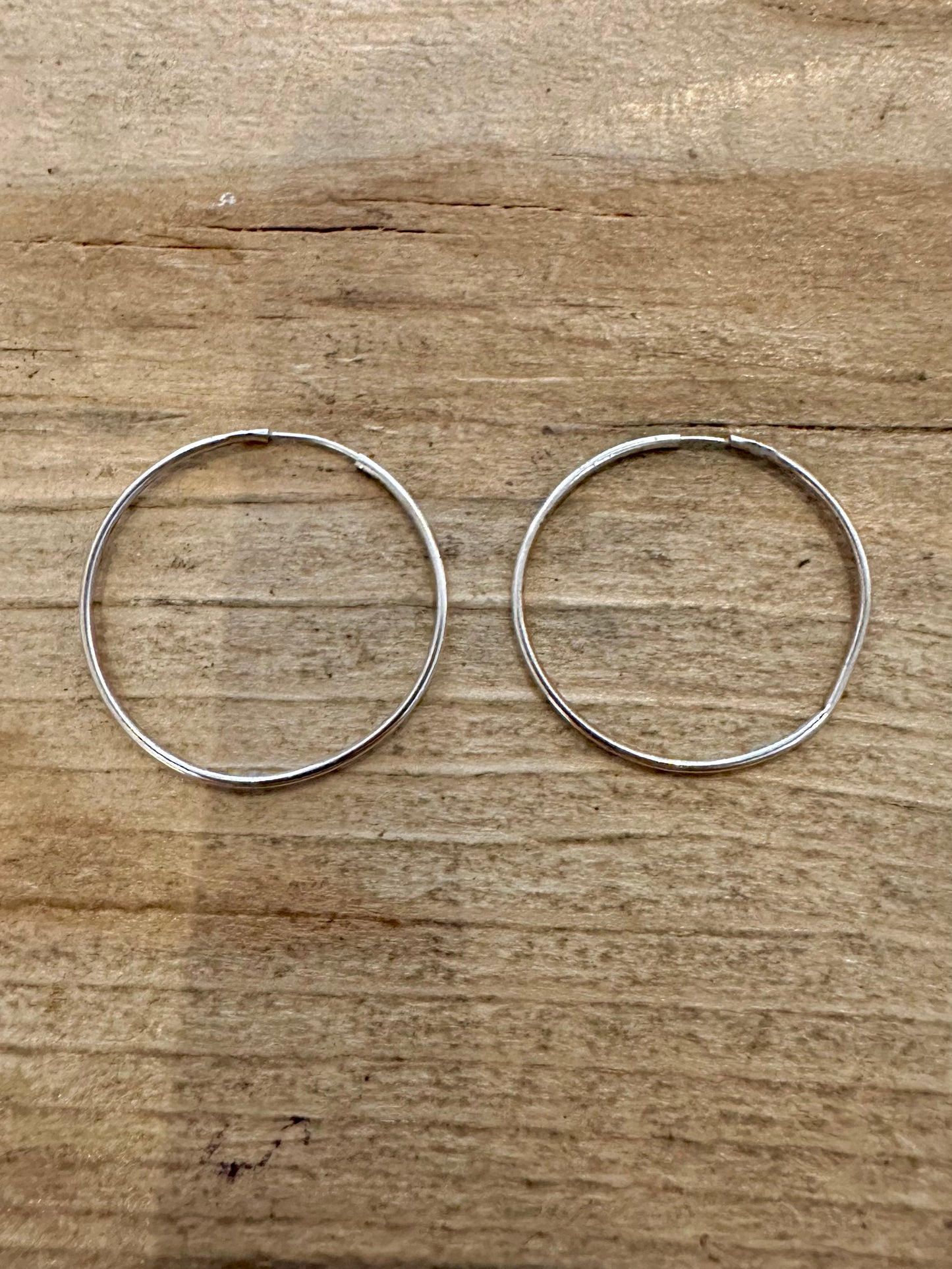 Vintage Thin Hoops 925 Silver Earrings