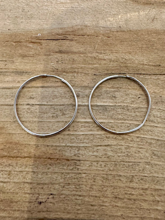 Vintage Thin Hoops 925 Silver Earrings