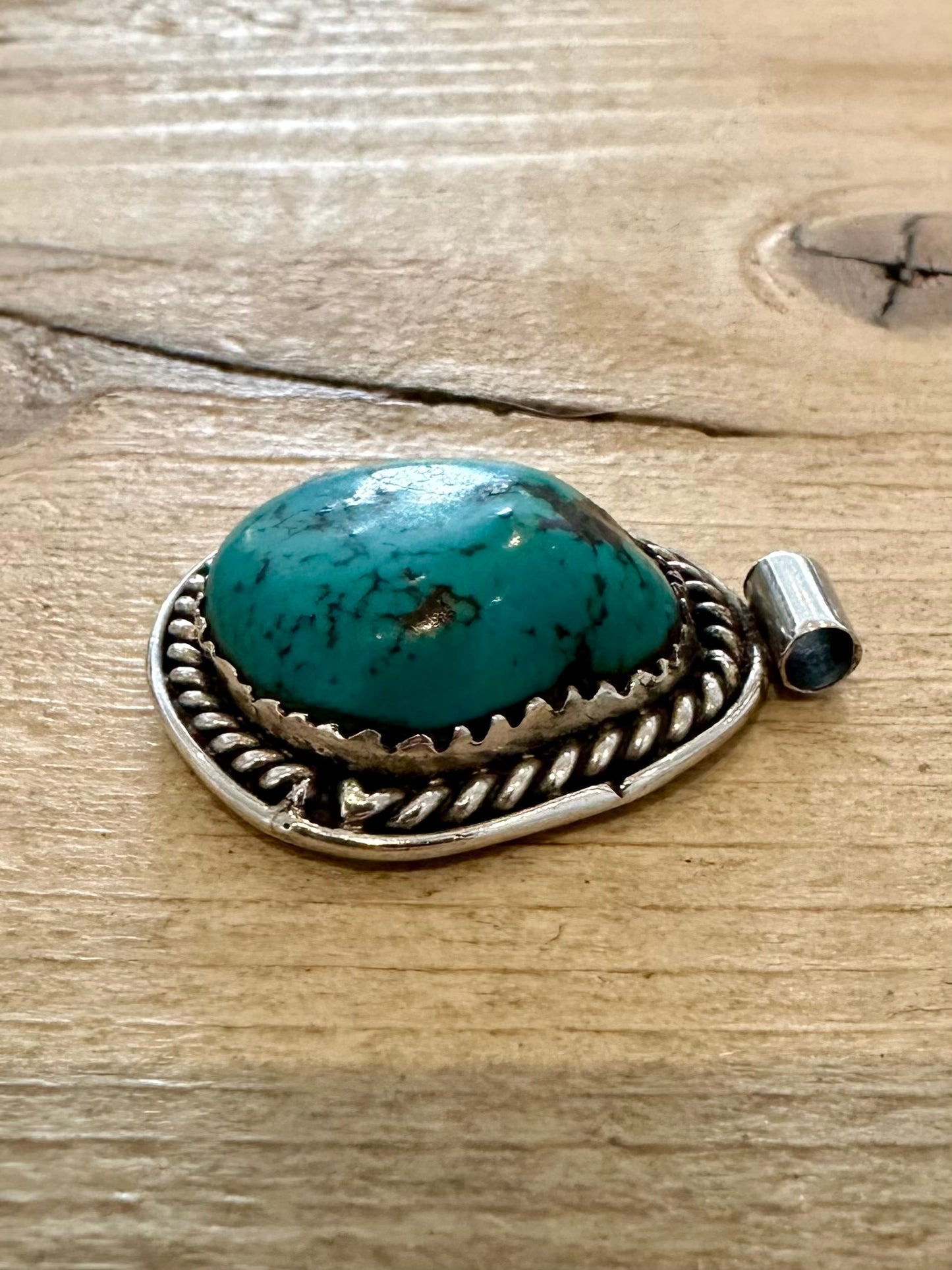 Vintage Navajo Turquoise 925 Silver Pendant