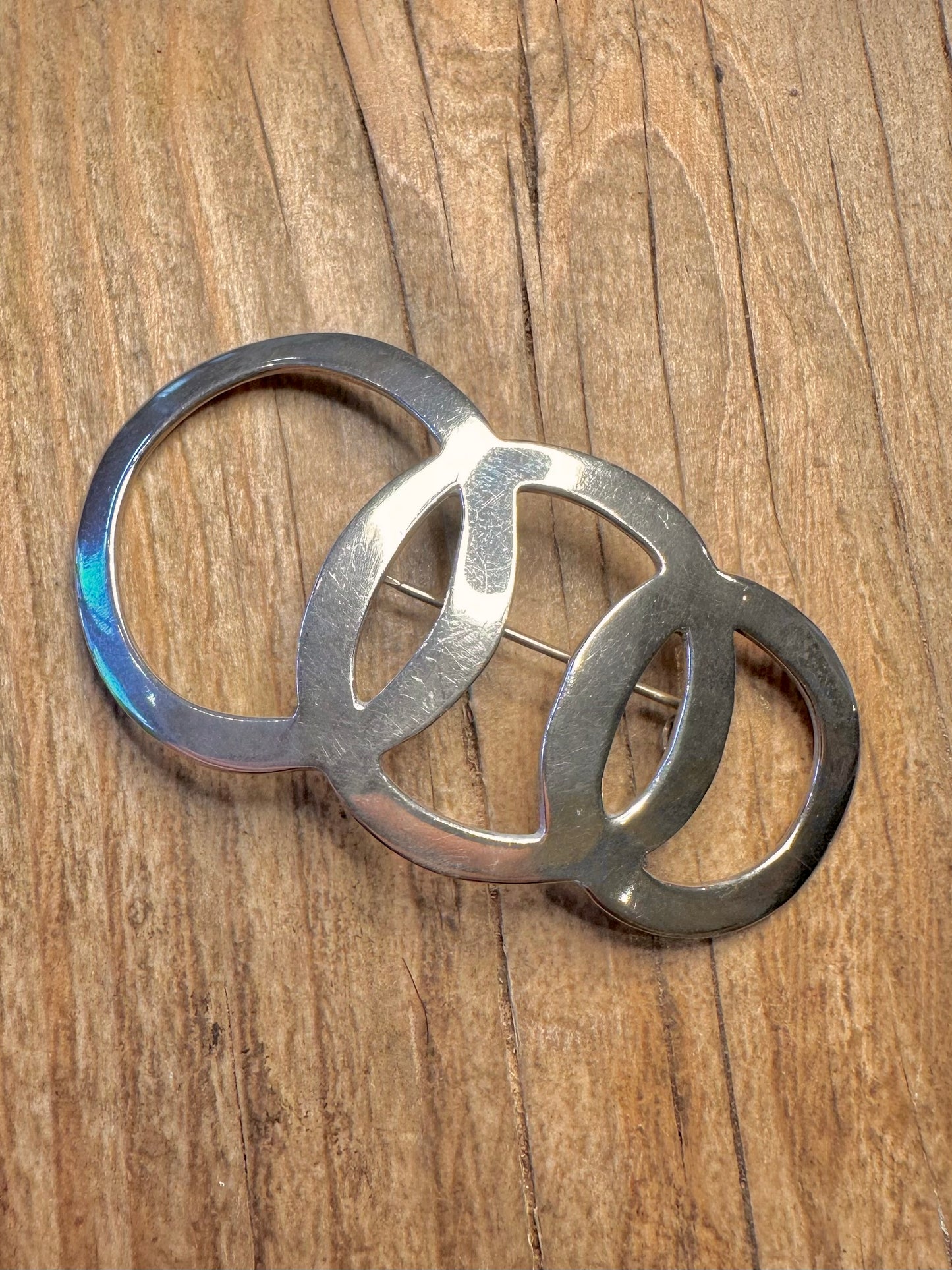 Abstract Circle Mexico 925 Sterling Silver Brooch