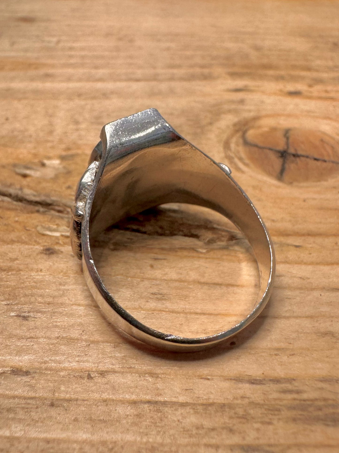 Vintage Citrine Boho Shield 925 Silver Size T Ring
