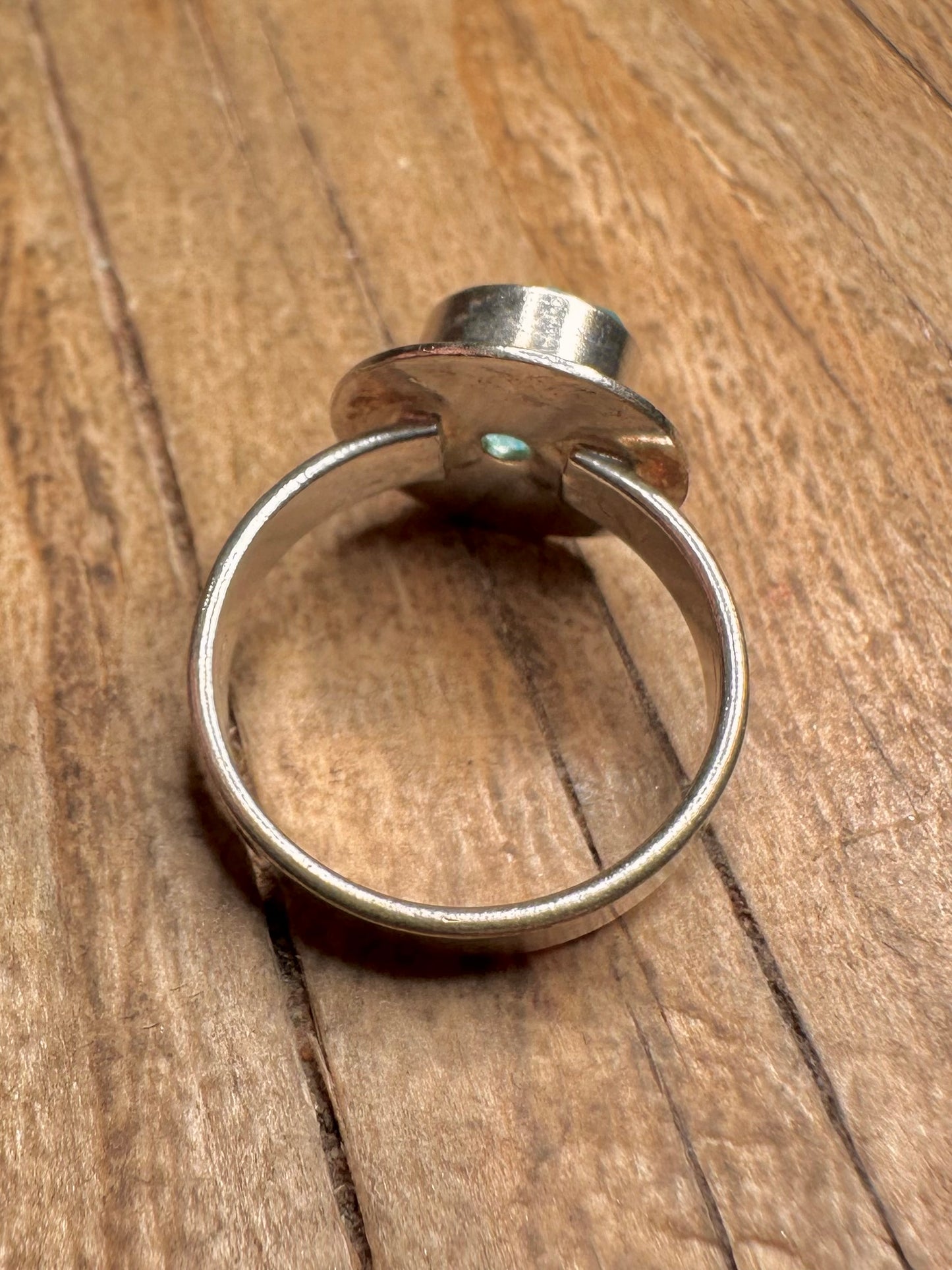 Abstract Blue Stone 925 Sterling Silver Size N Ring