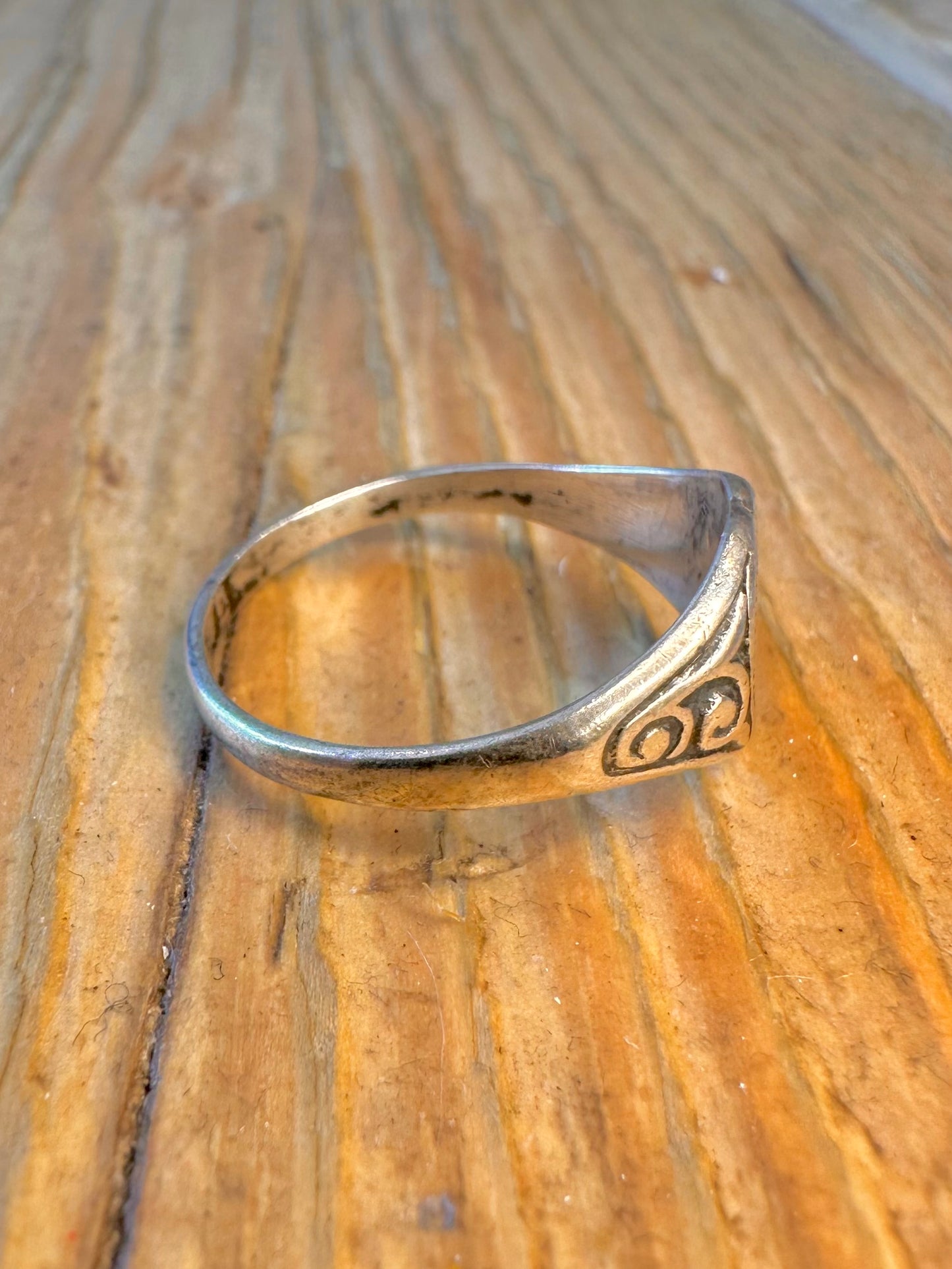 Heart Engraved 925 Sterling Silver Size P1/2 Ring