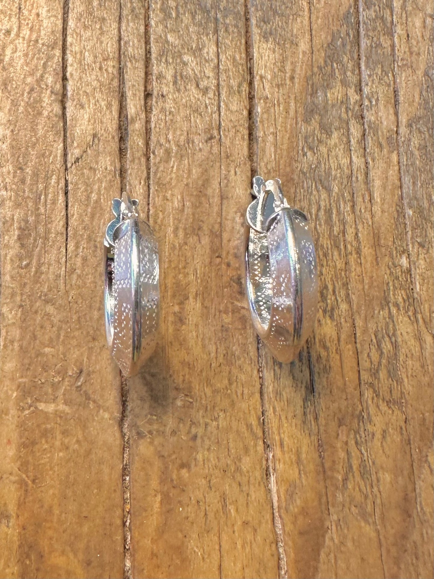Klobige strukturierte Creolen Italien 925 Sterling Silber Ohrringe