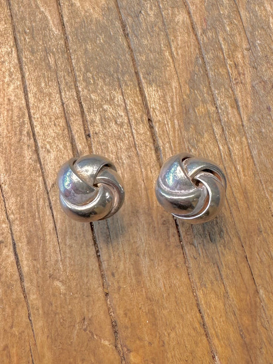 Chunky Heavy Knot Studs 925 Sterling Silver Earrings