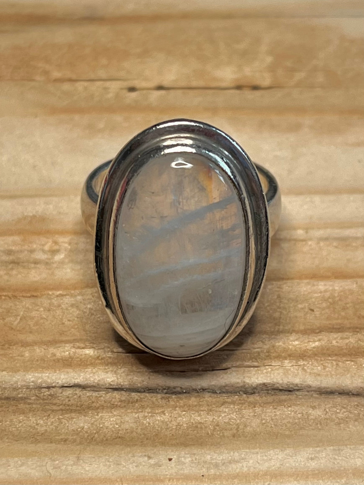 Oval Moonstone 925 Sterling Silver Size R Ring
