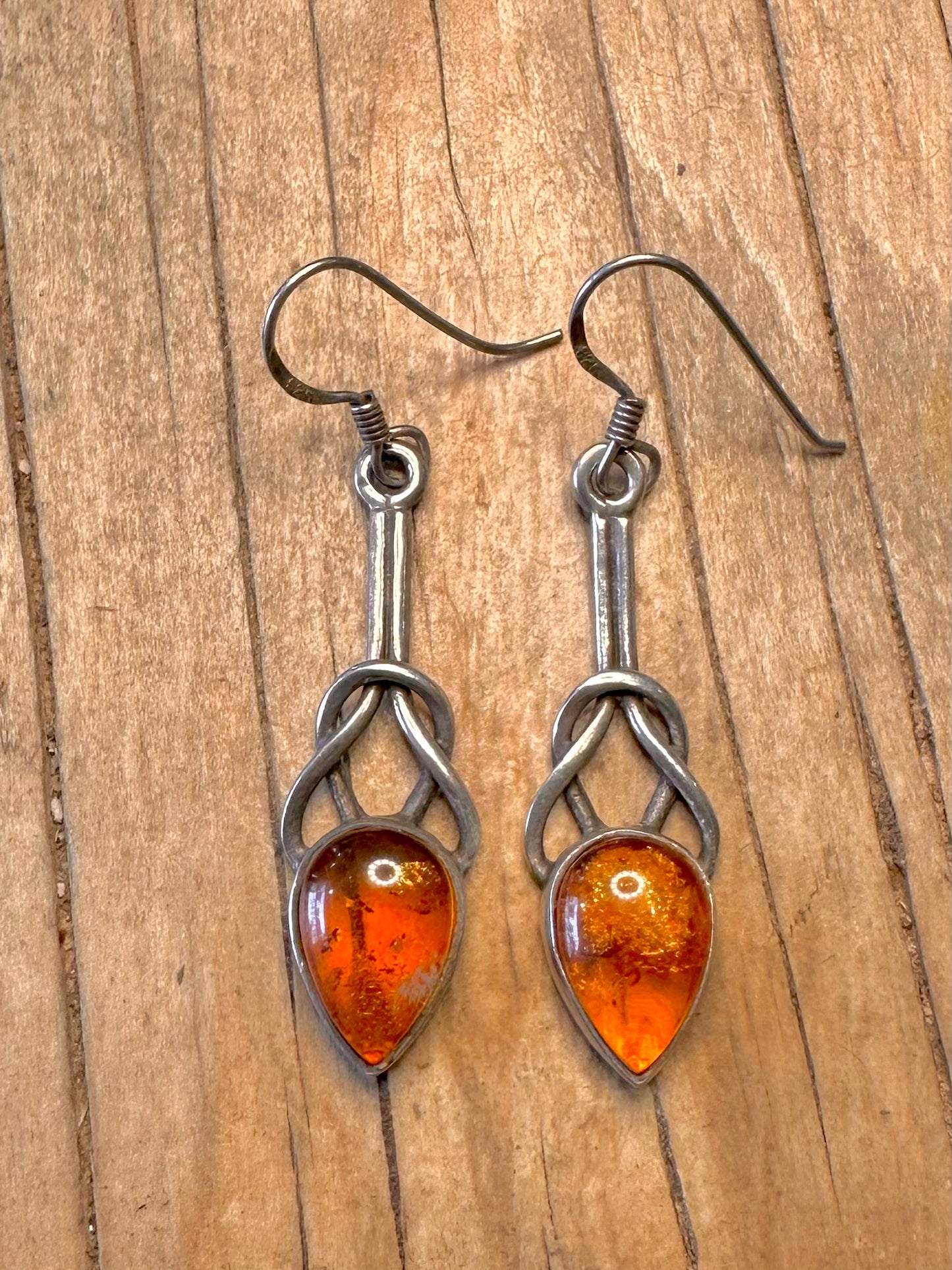 Vintage Bernsteine Ohrhänger aus 925 Sterling Silber