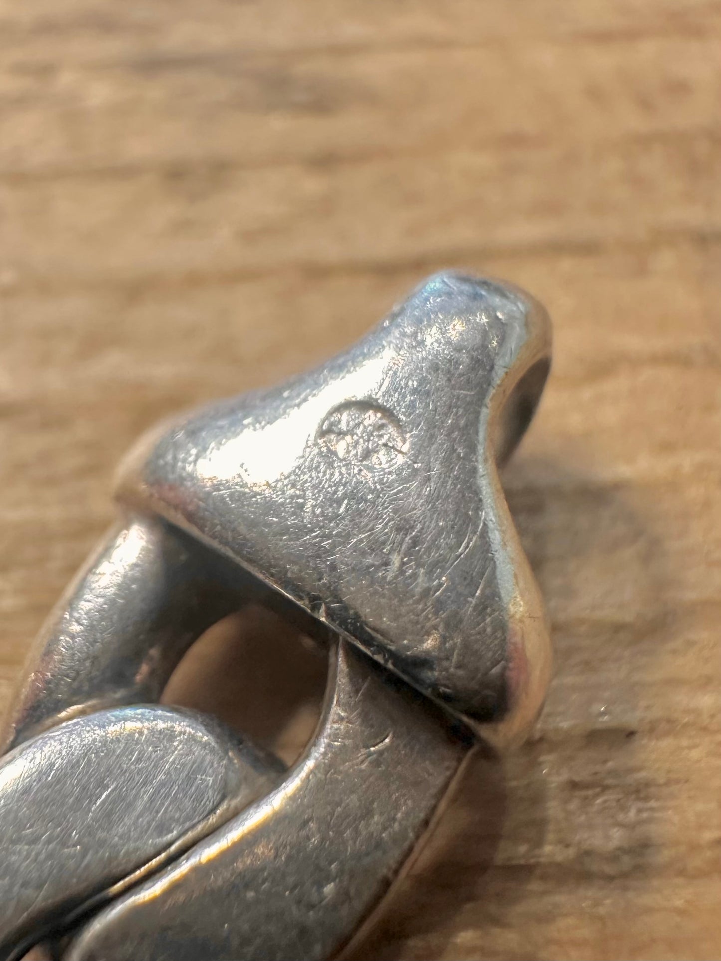 Vintage Unique Oval Curb Link 925 8 inch Necklace