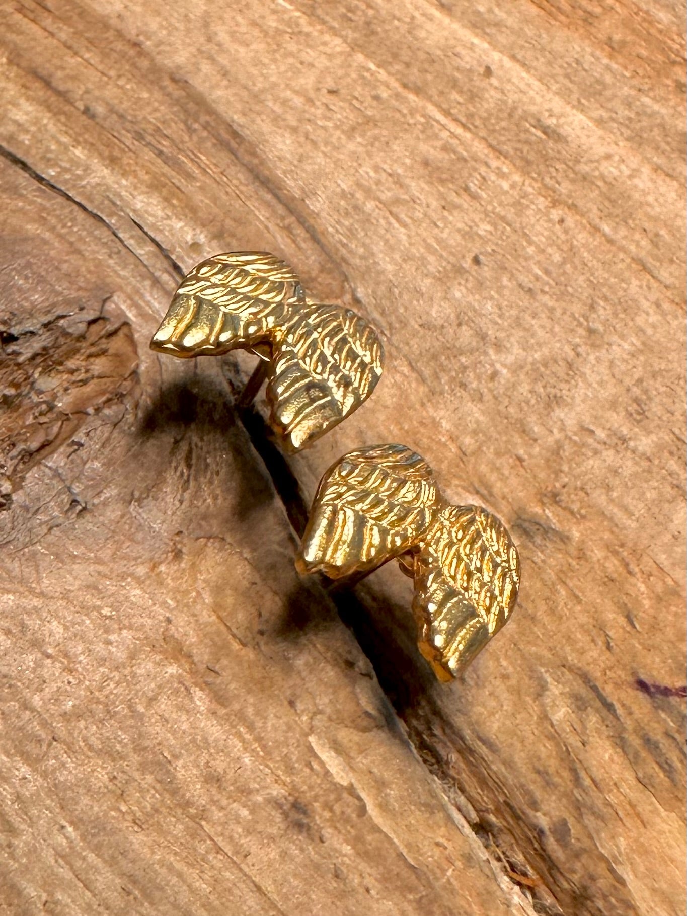 Vintage Wing Studs Gold on 925 Silver Earrings
