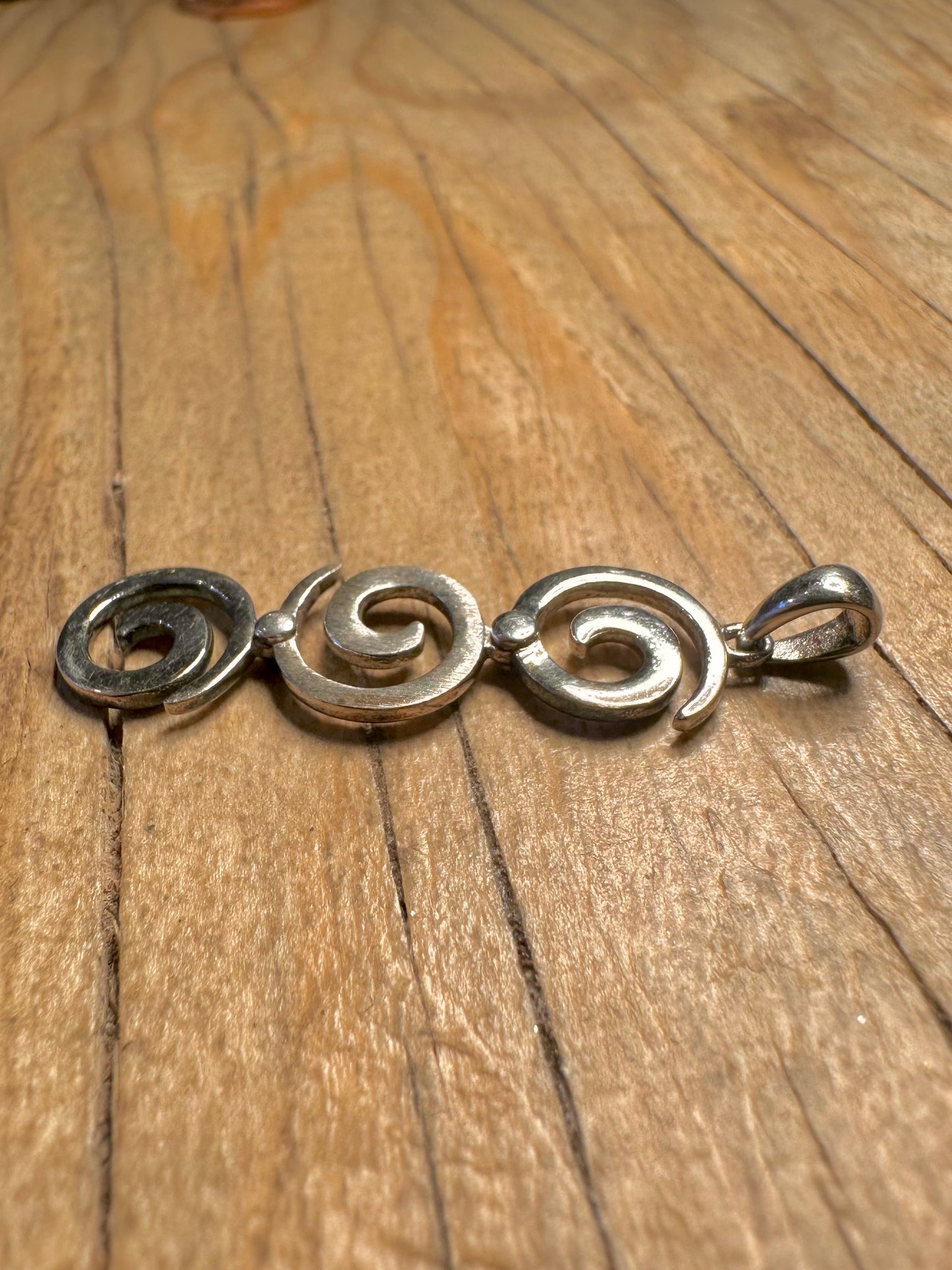 Modernist Abstract Swirl 925 Sterling Silver Pendant