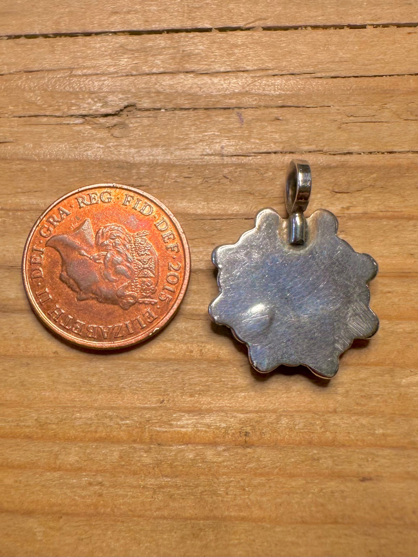 Vintage Zuni Mother of Pearl And Turquoise Maker Benina Kallestewa 925 Sterling Silver Pendant