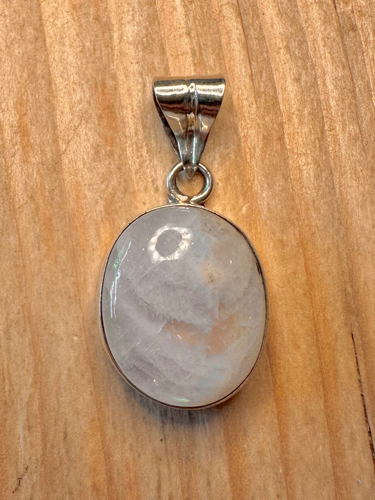 Vintage Moonstone Oval 925 Sterling Silver Pendant