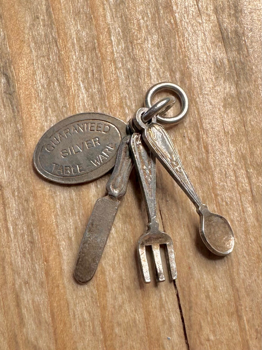 Vintage Cutlery Guaranteed Silver Table Ware Charm 925 Sterling Silver Pendant