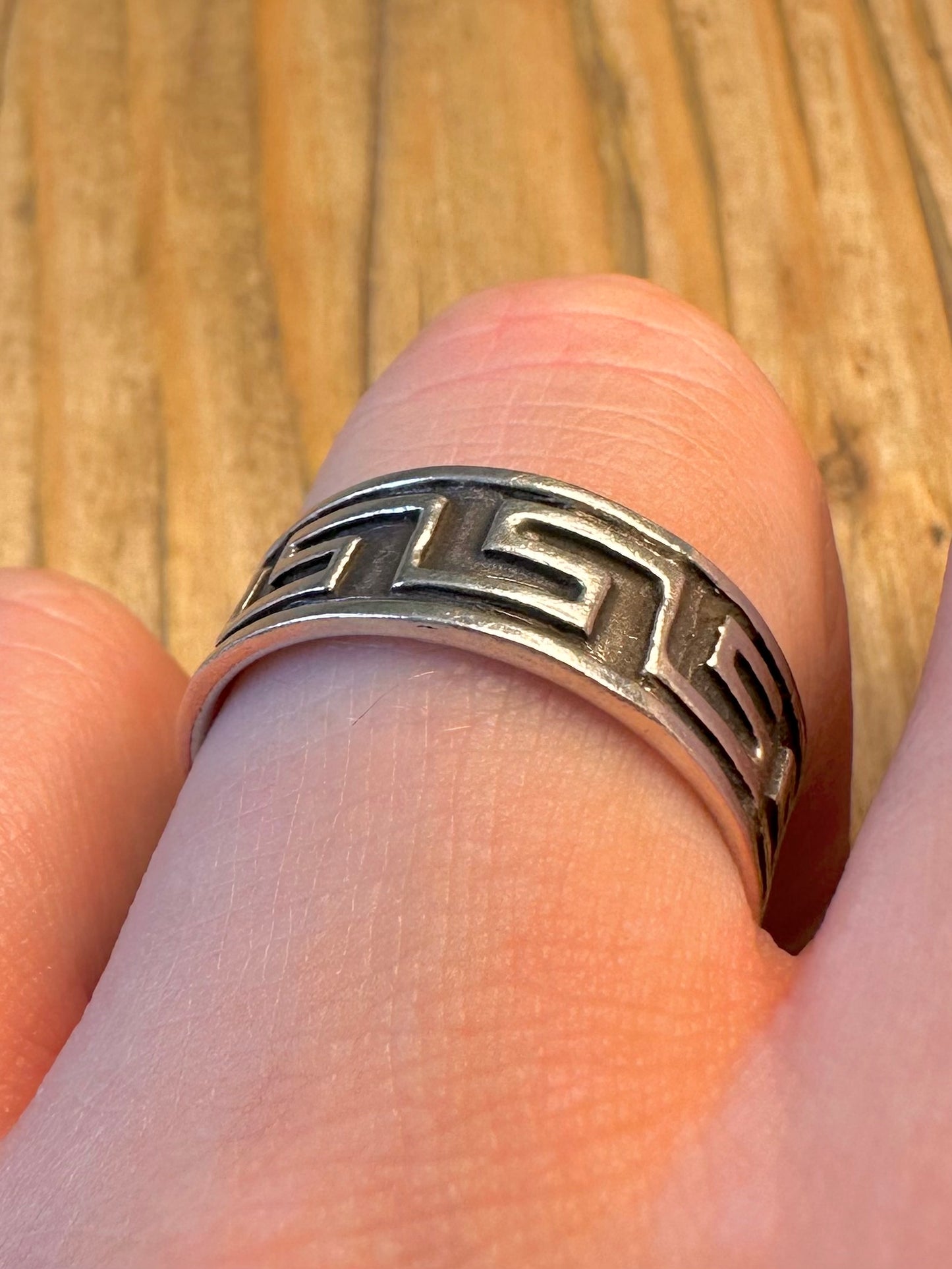 Greek Key Band 925 Sterling Silver Size S1/2 Ring