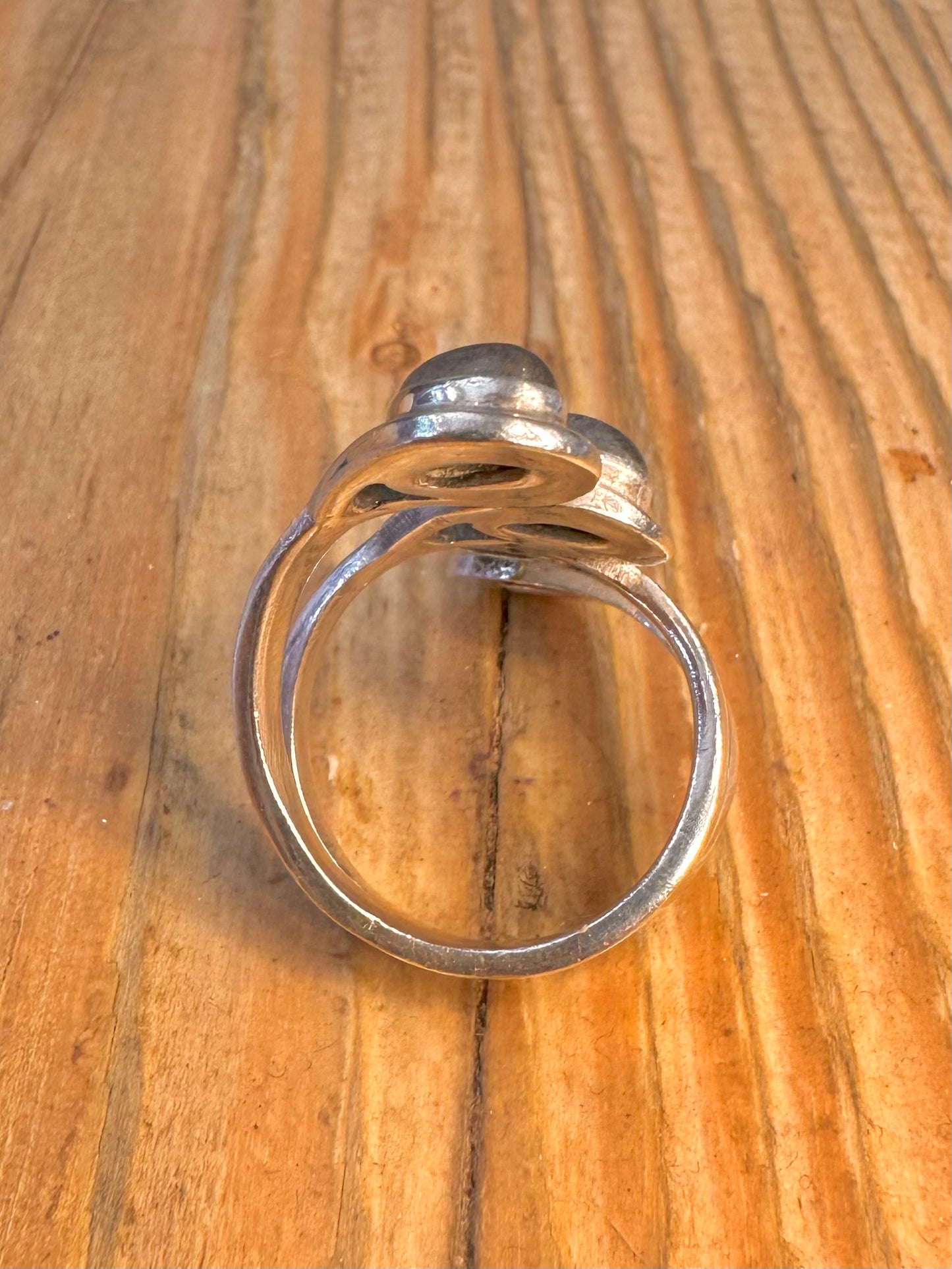 Labradorite Overlapping Swirl 925 Sterling Silver Size P Ring