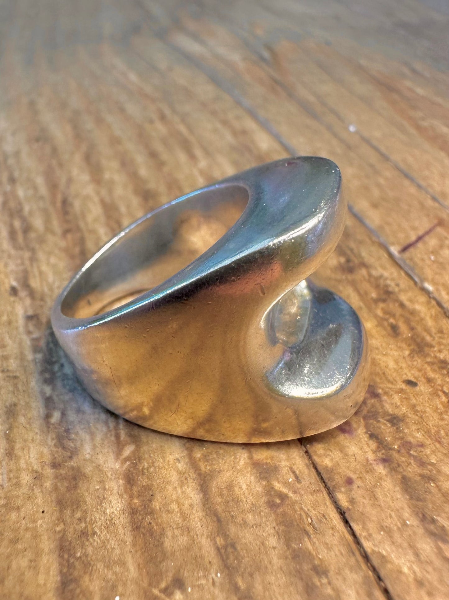 Chunky Open Square 925 Sterling Silver Size N Ring