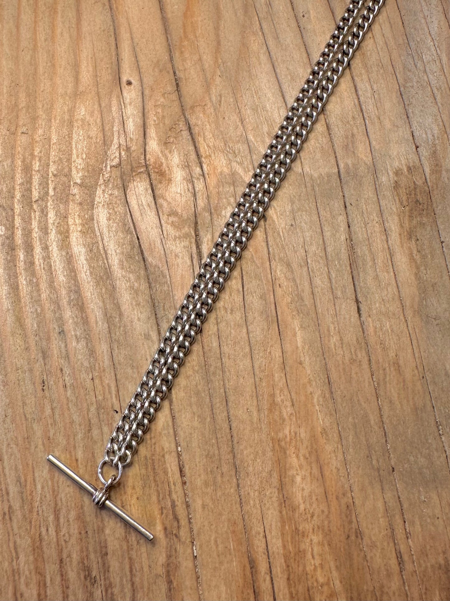 Vintage Albert Chain T Bar 925er Sterlingsilber 47 cm Halskette