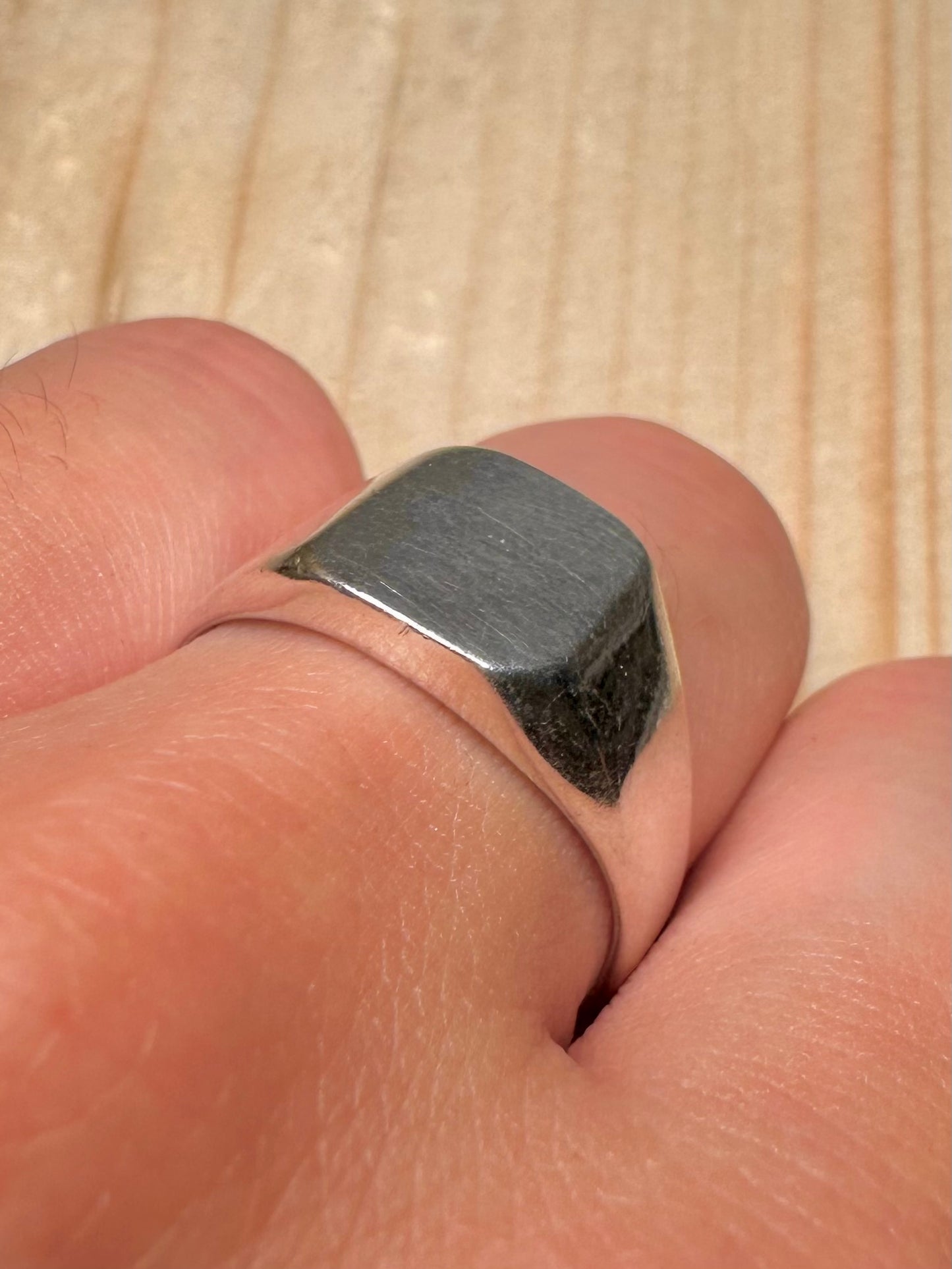 Square Signet 925 Sterling Silver Size T Ring