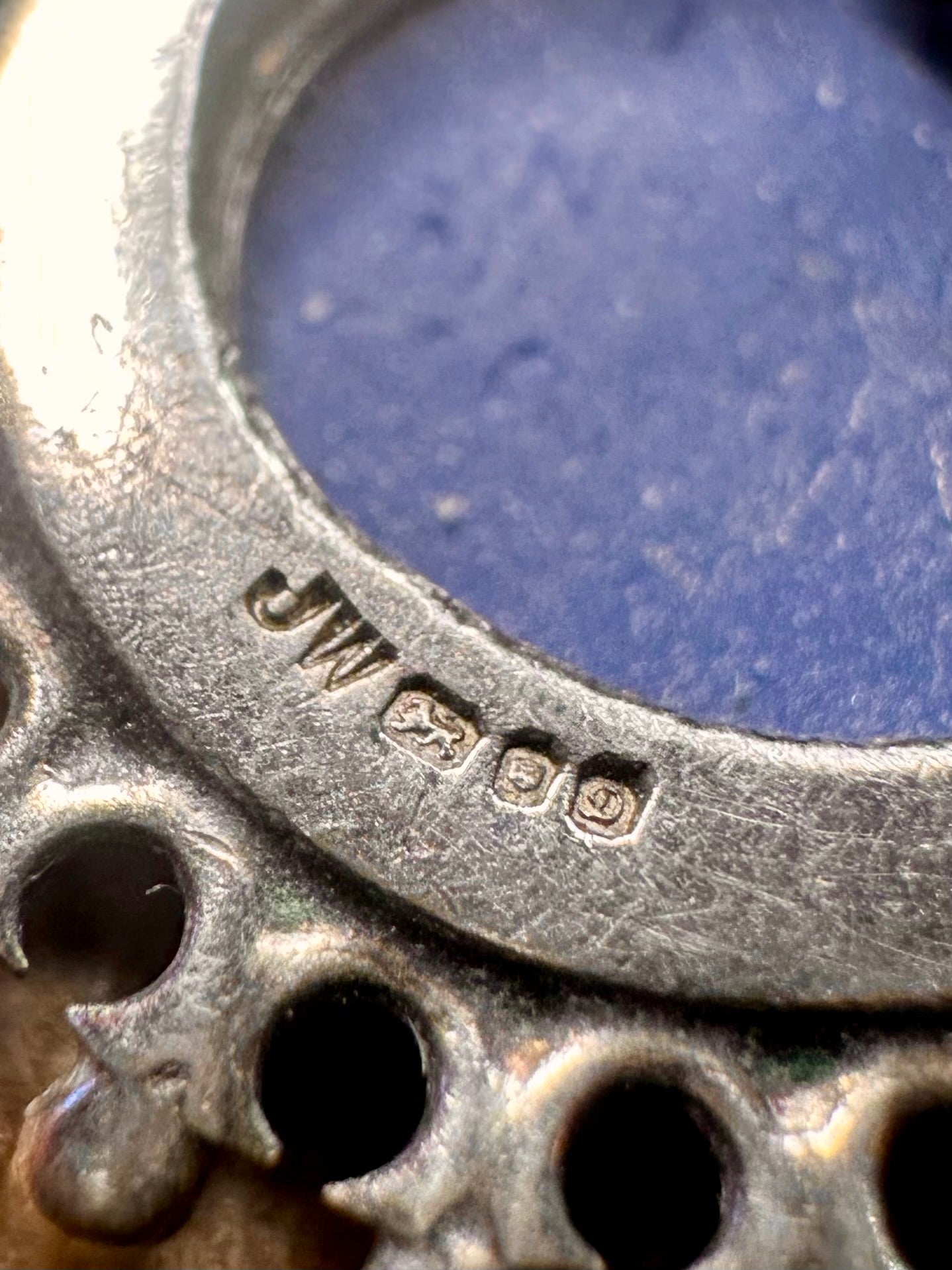 Vintage 1978 Blue Wedgwood Cameo Clip On 925 Sterling Silver Earrings