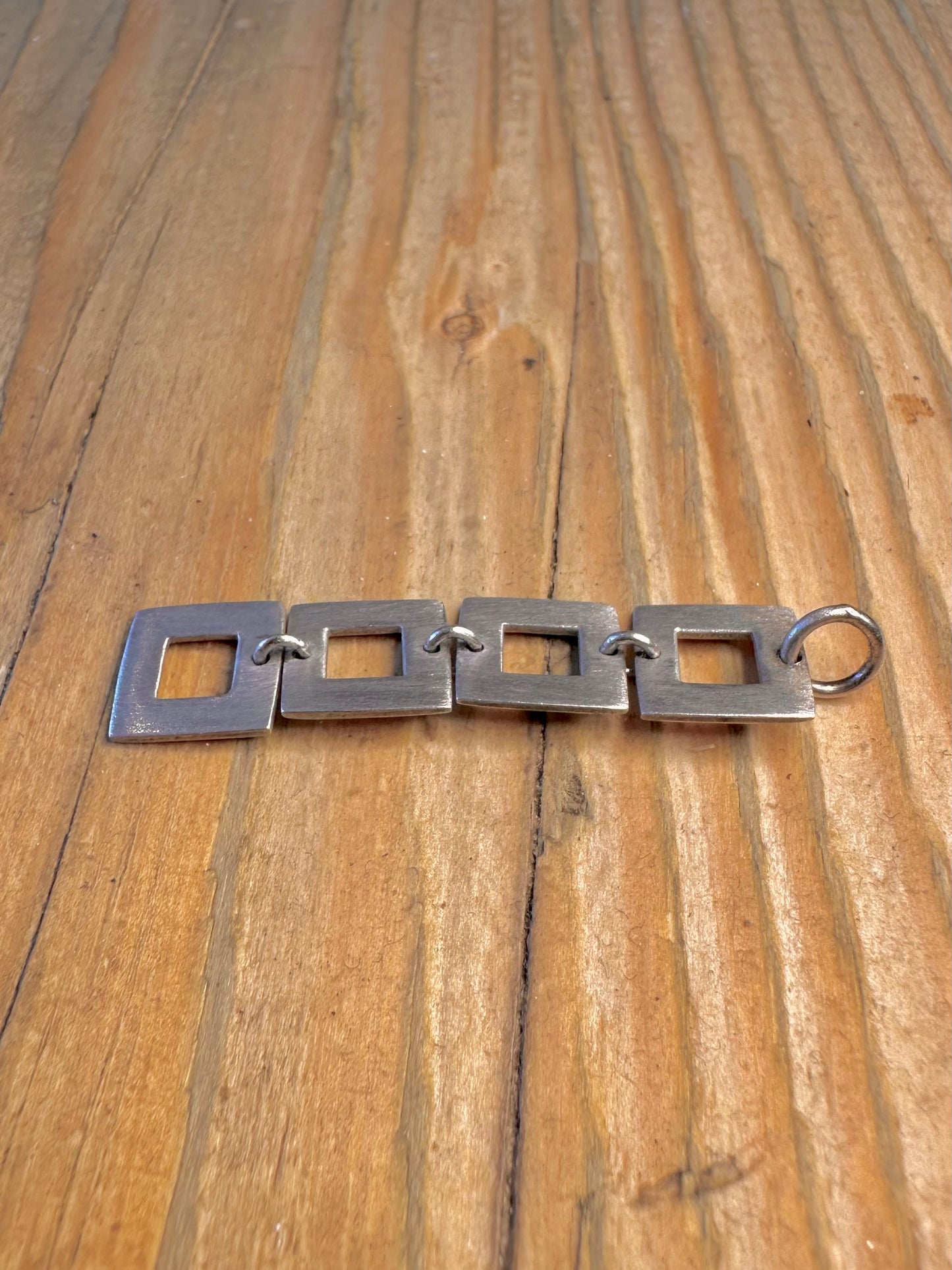Modernist Four Square Dangle 925 Sterling Silver Pendant