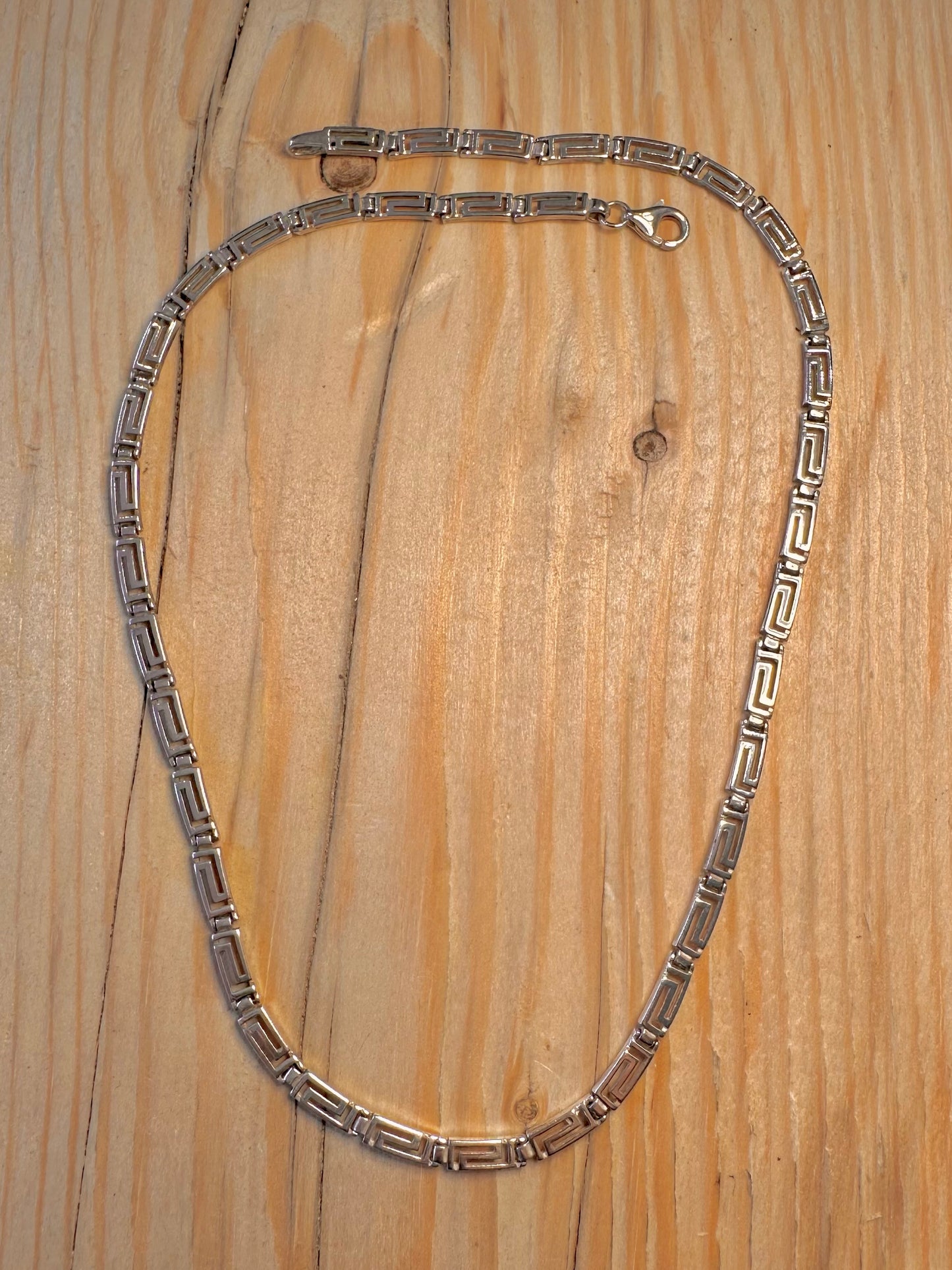 Vintage Greek Key 925 Silver 17.5 inch Necklace