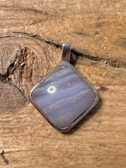 Vintage Lace Agate 925 Silver Pendant
