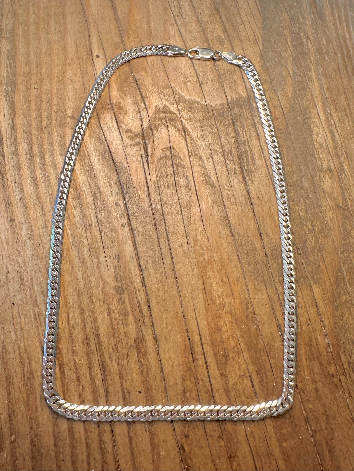 Halskette aus geschlossener Gliederkette, 925er Sterlingsilber, 39,6 cm