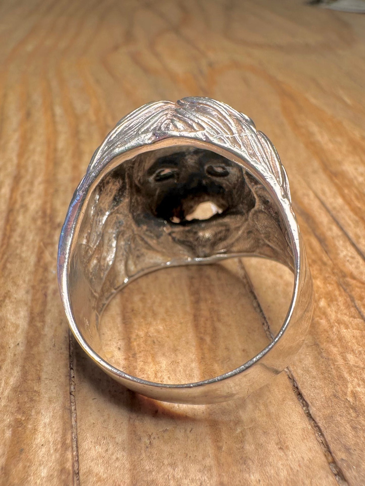 Vintage Lion Head 925 Sterling Silver Size V Ring