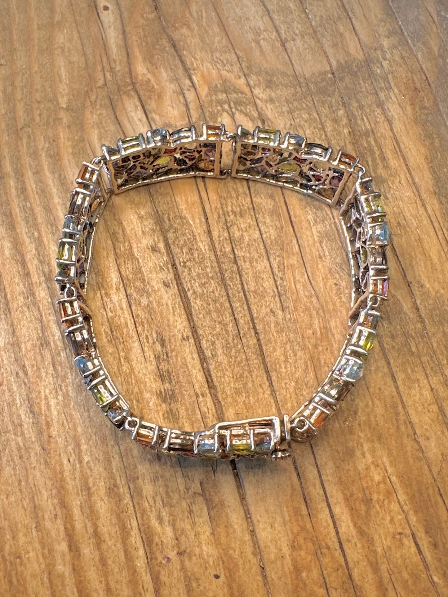 Armband aus Sterlingsilber 925 mit mehreren Edelsteinen, 2007, breit, 19 cm