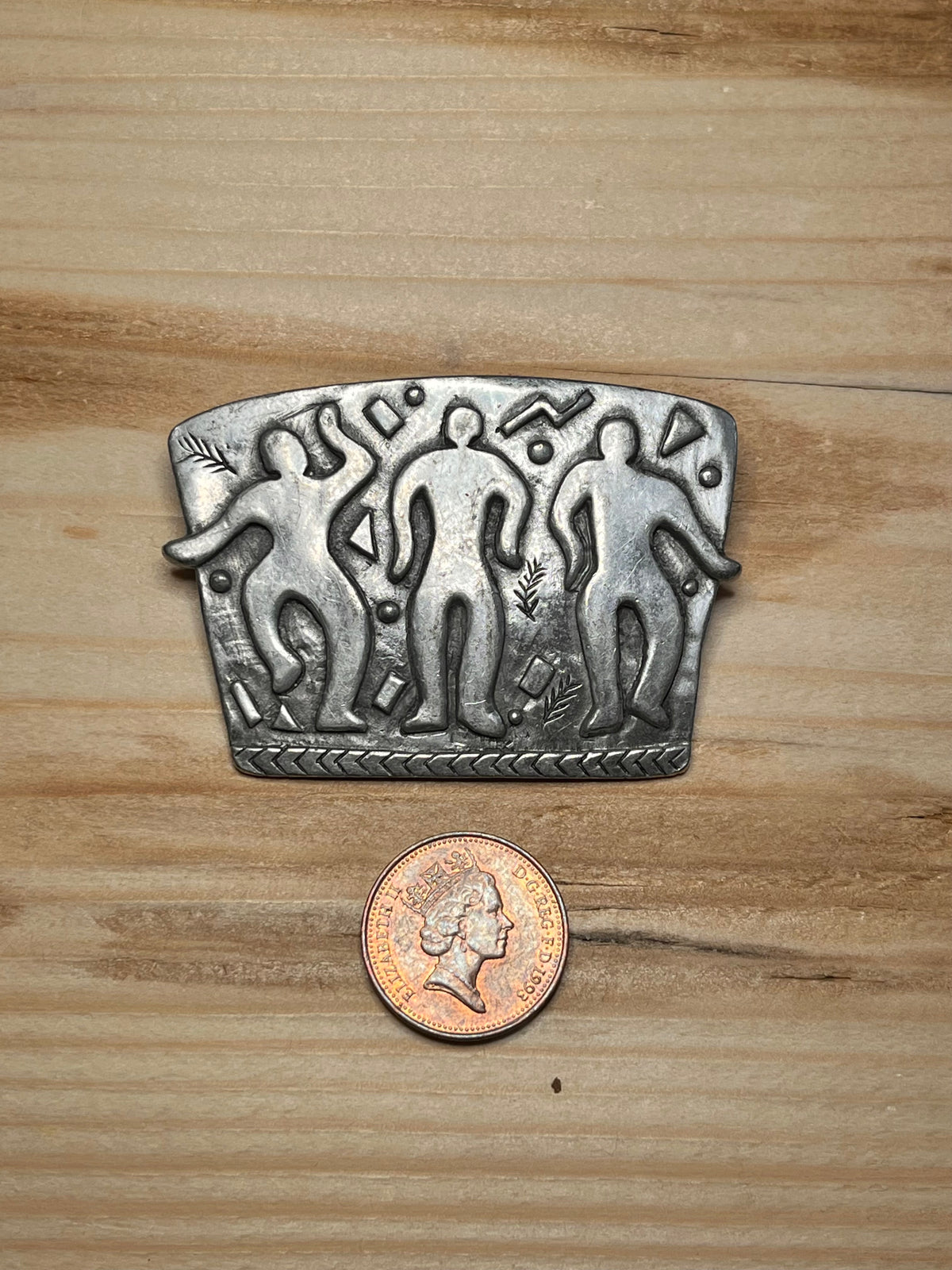 Jonette Jewelry 1980’s Dancing People Costume Silver Brooch