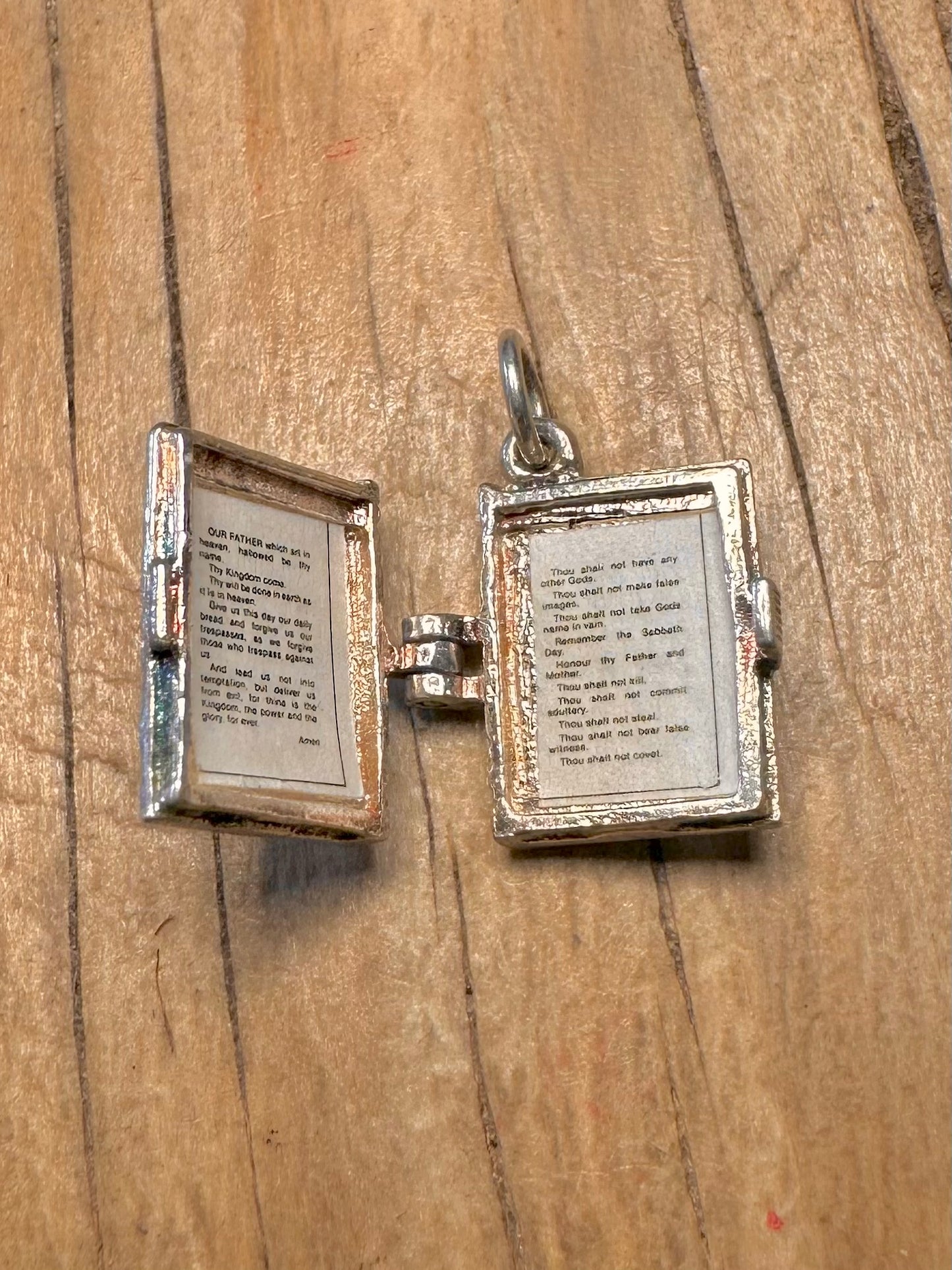 Vintage Bible with Papers 925 Sterling Silver Charm Pendant