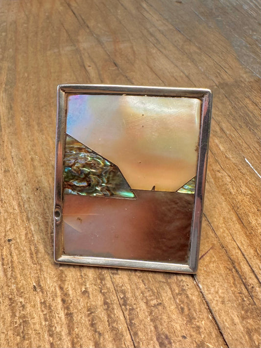 Abalone Scene Picture Frame Sterling Silver Front Collectable