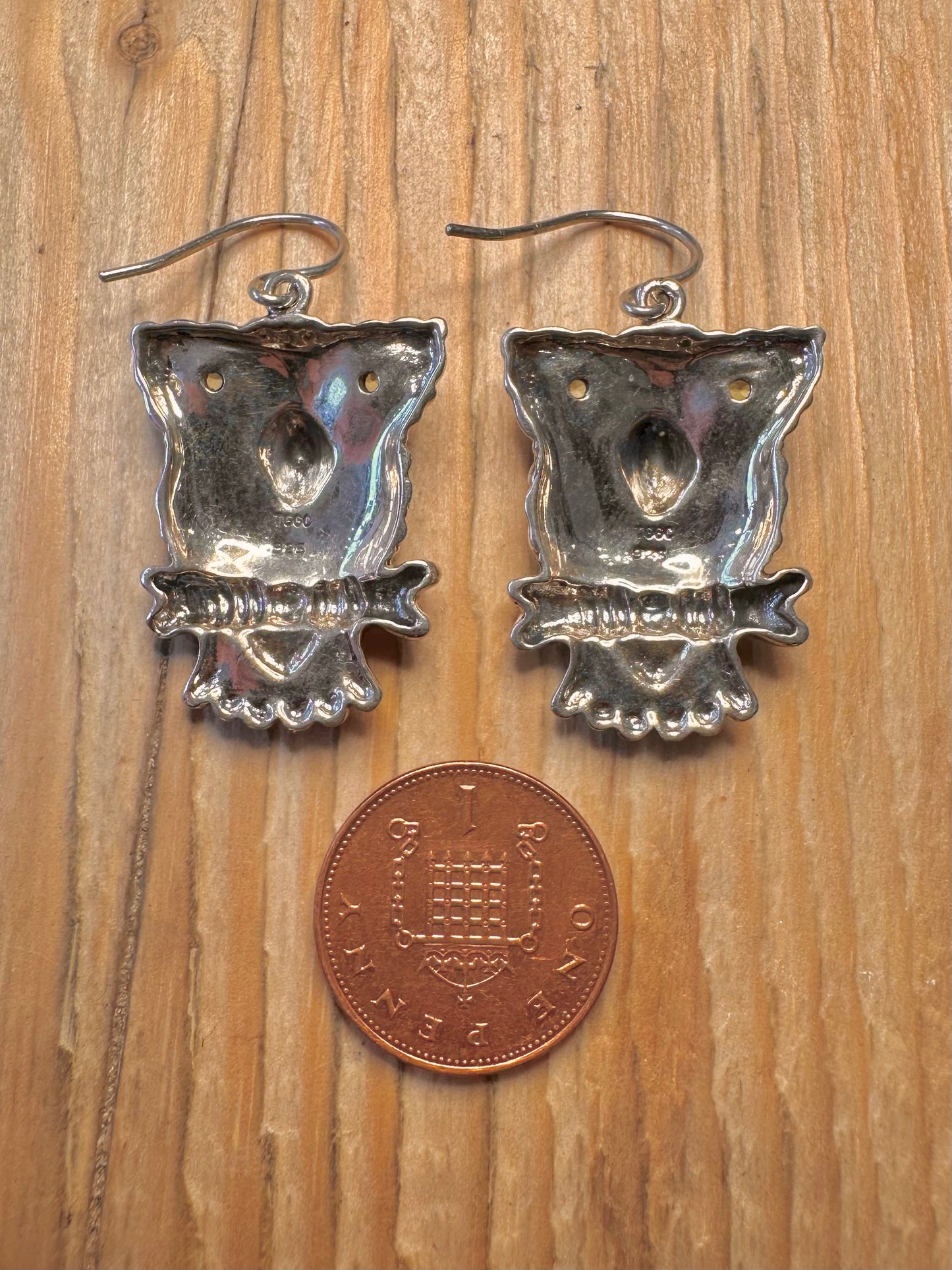 Vintage Owl Peridot 925 Sterling Silver Earrings