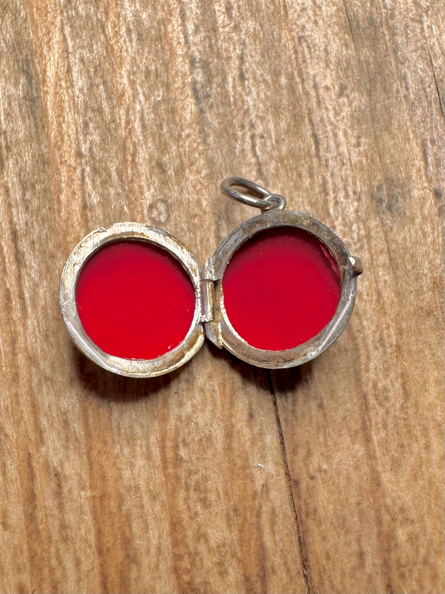 Vintage Engraved Small Circle Locket 925 Sterling Silver Pendant