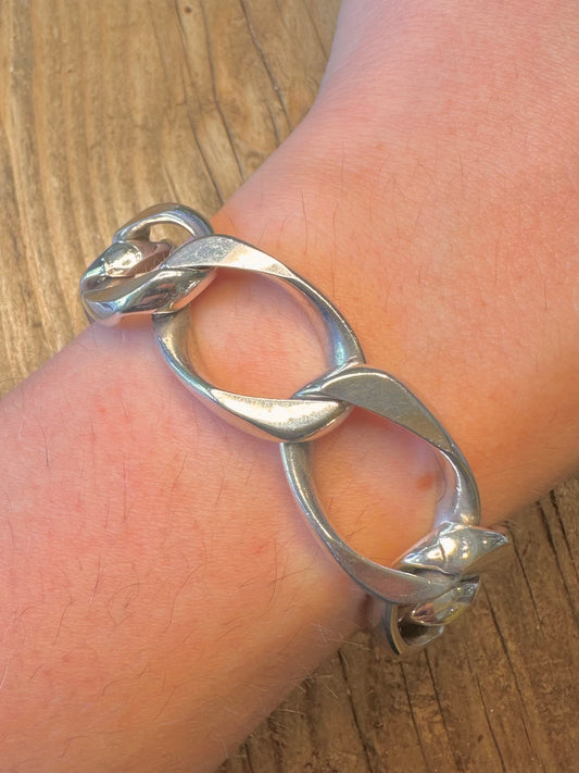 Chunky Chain 1960’s Friedrich Binder German 835 Silver 8 inch Bracelet