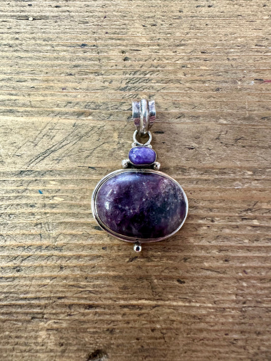 Vintage Purple Agate 925 Silver Pendant