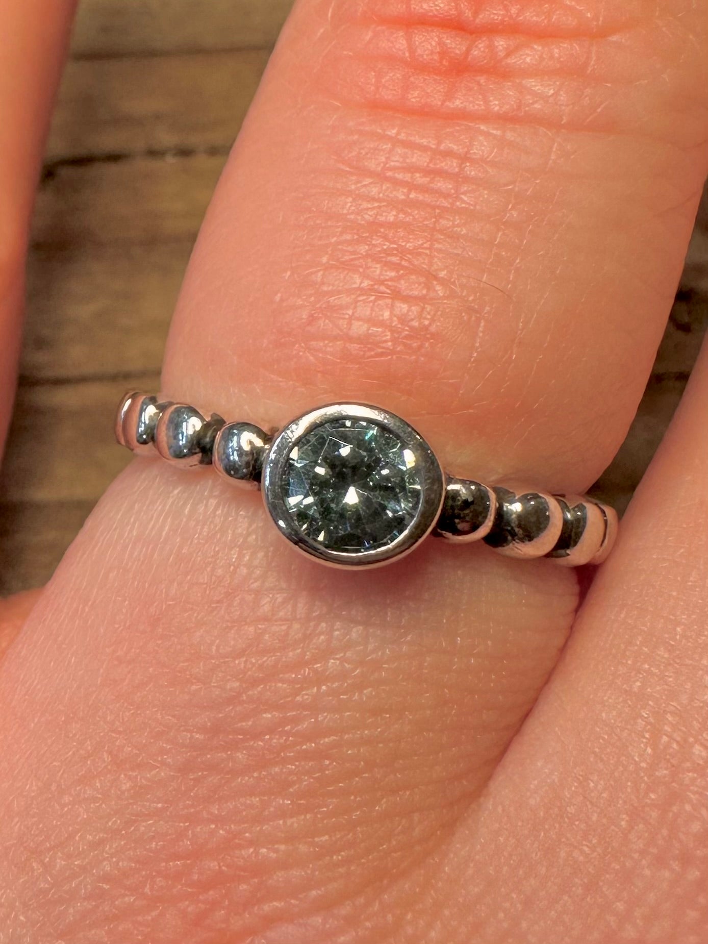Modernist Blue Bubble Band 925 Sterling Silver Size O1/2 Ring