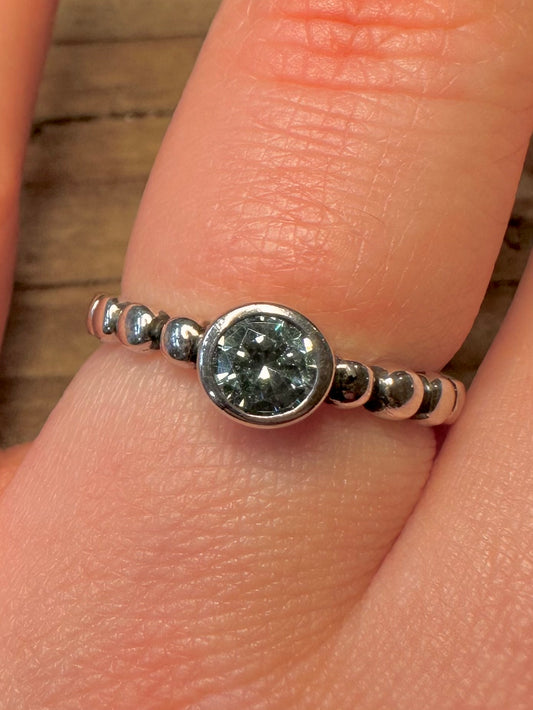 Moderner blauer Blasenring, 925er Sterlingsilber, Größe O1/2