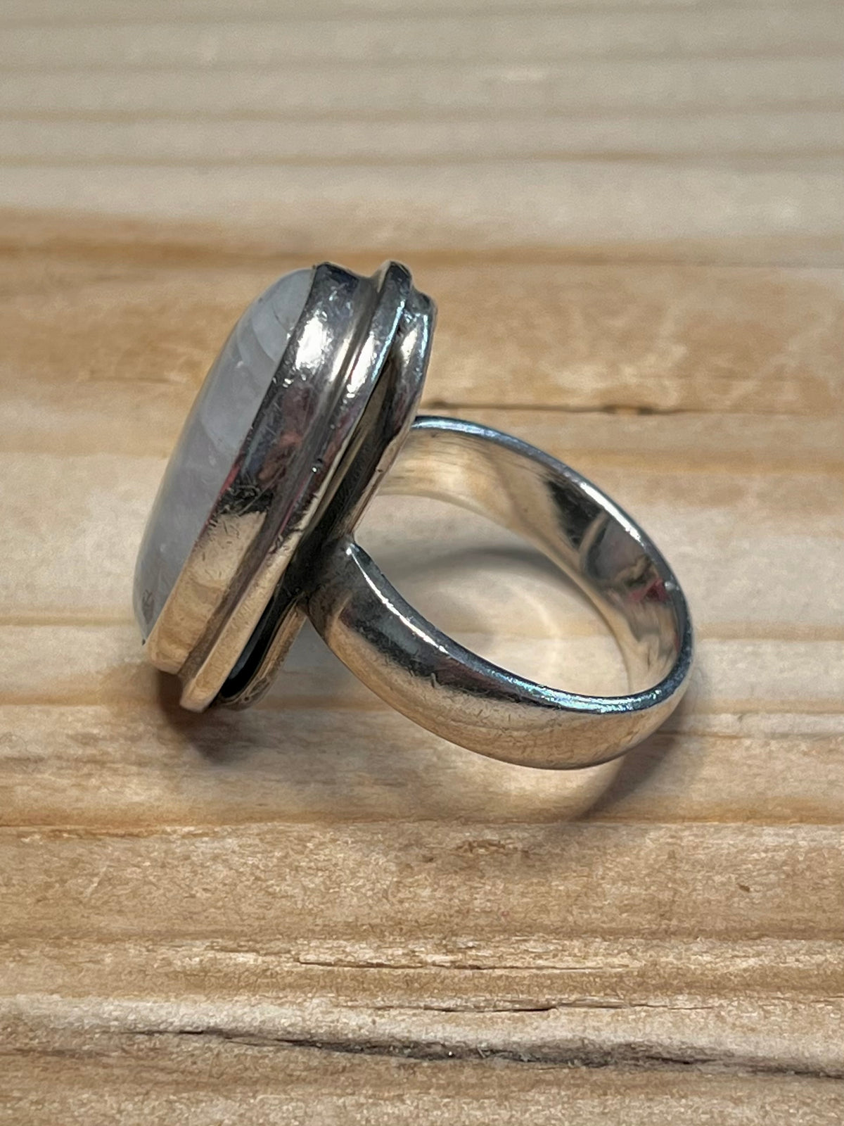 Oval Moonstone 925 Sterling Silver Size R Ring