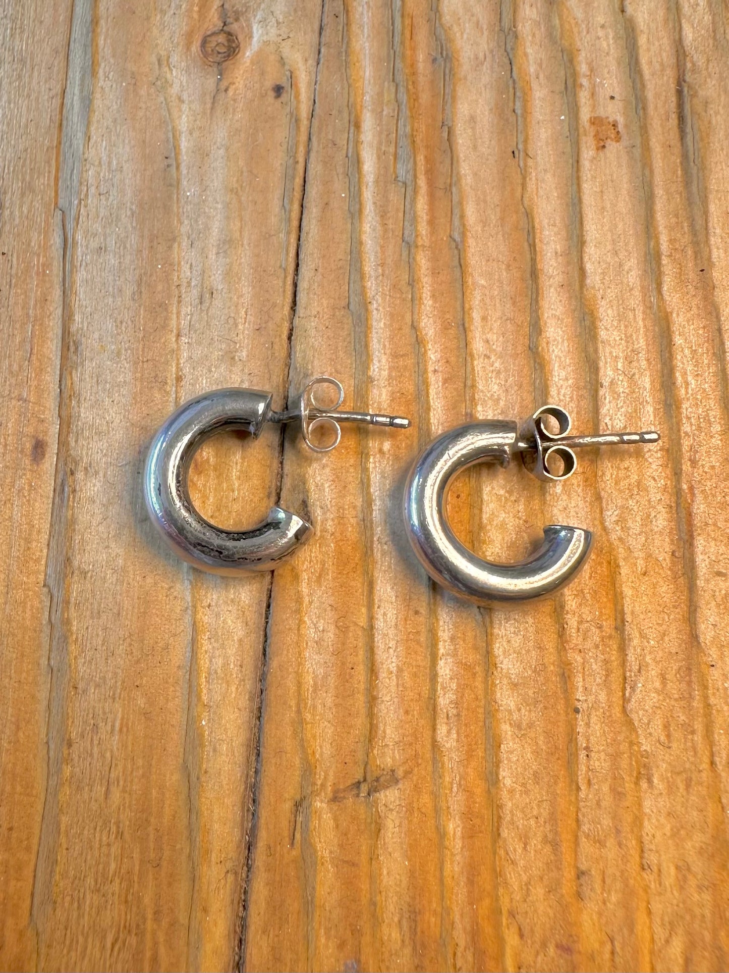 Chunky Rounded Half Hoops 925 Sterling Silver Earrings