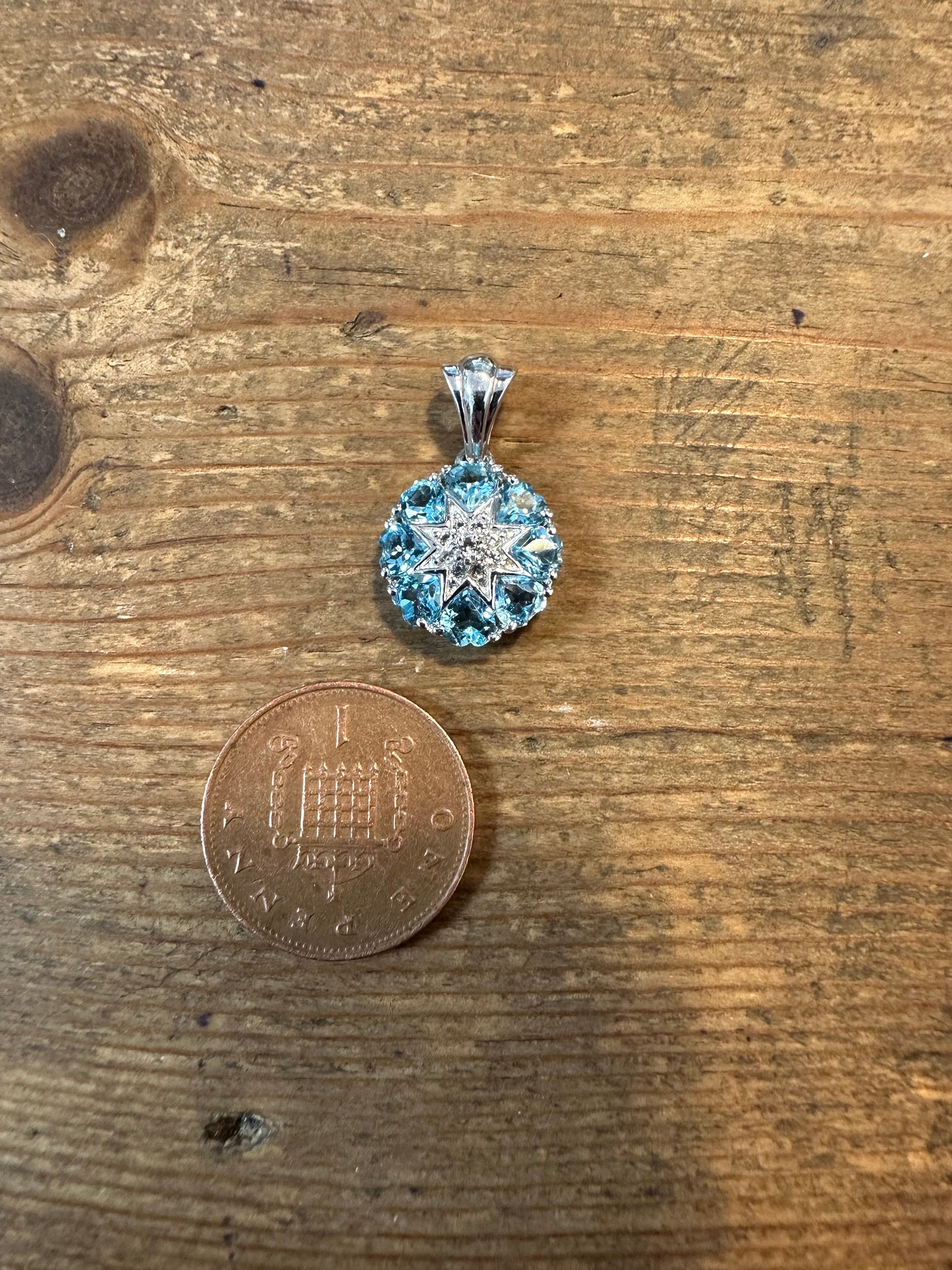 Modern Blue and White CZ 925 Silver Pendant