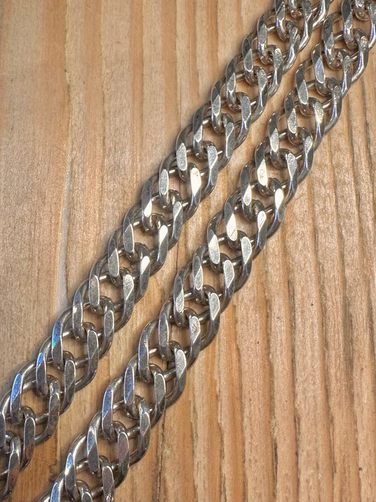 Vintage Chunky Double Link Italy 925 Sterling Silver 20.5 inch Necklace