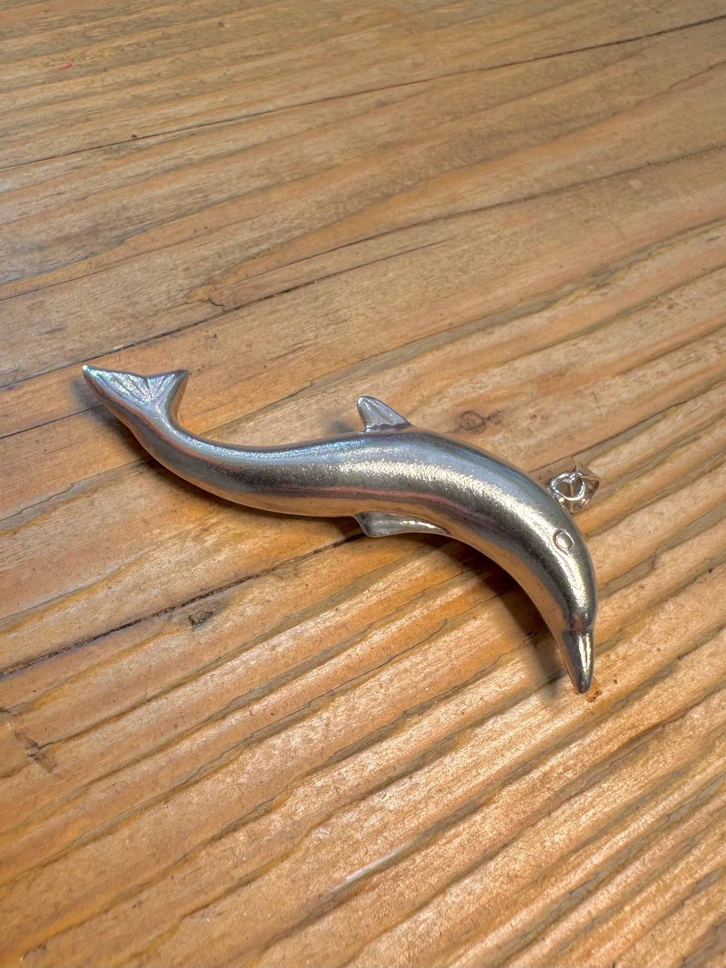 Dolphin Curved 925 Sterling Silver Pendant