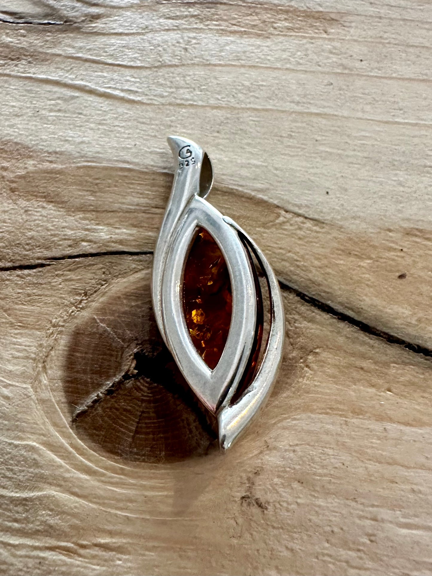 Abstract Amber 925 Silver Pendant