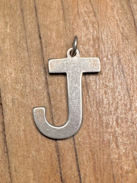Vintage Letter J 925 Sterling silver Pendant