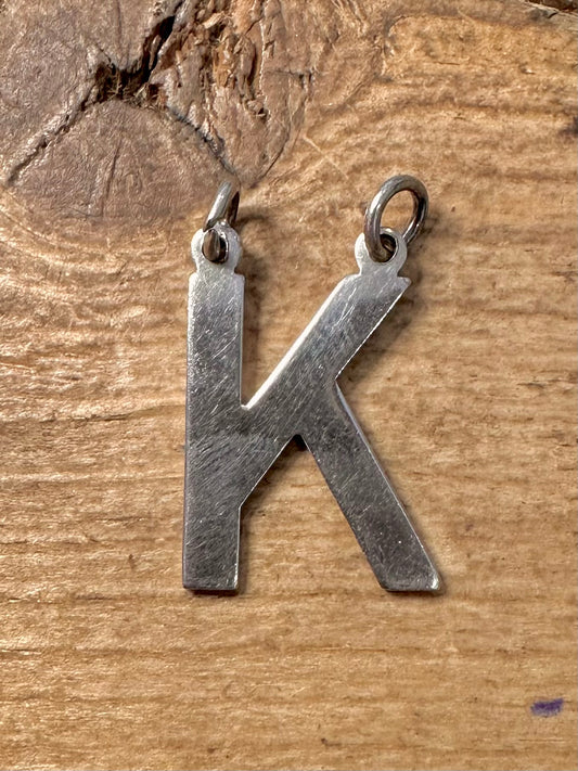 Vintage K Letter 925 Silver Pendant