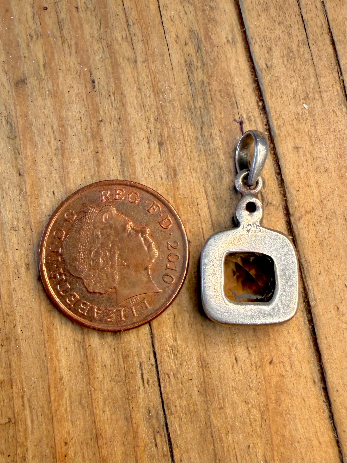 Square Cut Citrine 925 Sterling Silver Pendant