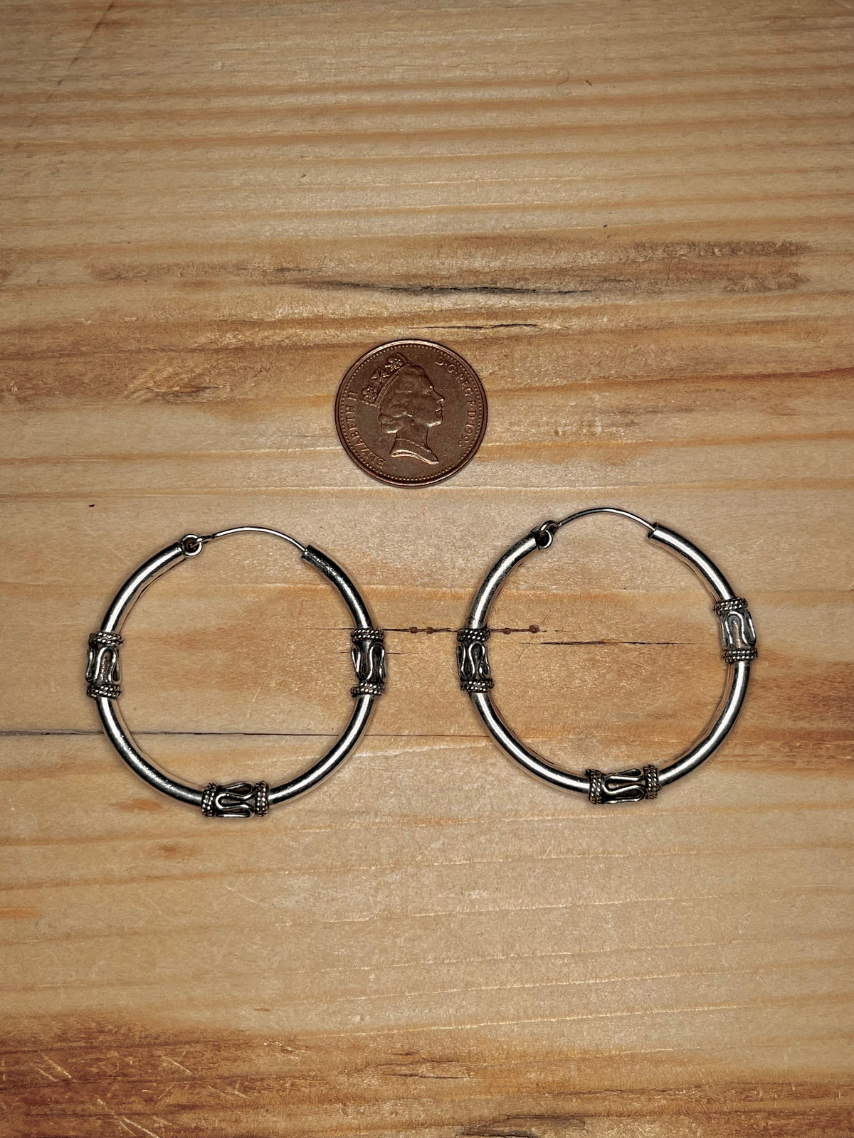 Bali Style Large Hoops 925 Sterling Silver Earrings