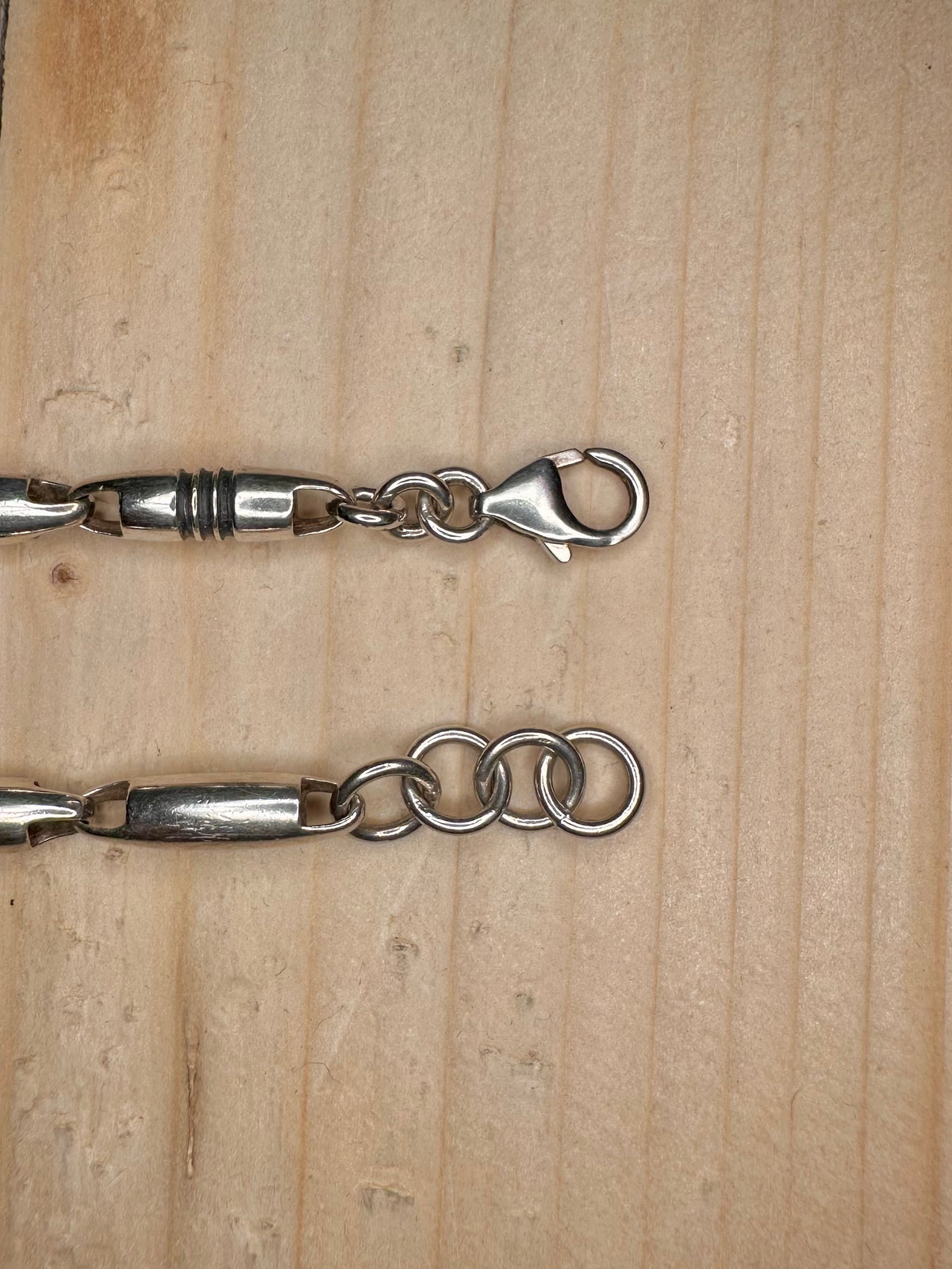 Barrel Link Chain 925 Sterling Silver 15.25 inch Necklace